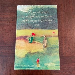 Pin Pair Hallmark Enamel Green Fairways with Flag & Gold Tone Golf Bag T…